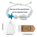 Adjustable Cowrie Shell, Blue Starfish And Beaded Cord Bracelet view 4