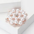 Round Pearl Cluster Brooch in Silver or Rose Gold Tone view 3