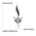 Crystal Fox Metal Brooch with Pearl Drop in Rose Gold and Silver view 7