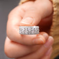 Oval And Round Clear Stone Triple-Row Wide Ring Silver Tone view 3