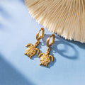 Turtle Charm Dangle Hoop Earrings Clear Crystal Shell view 4