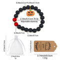 Black Bead Pumpkin Charm Stretch Bracelet Red Accents view 2