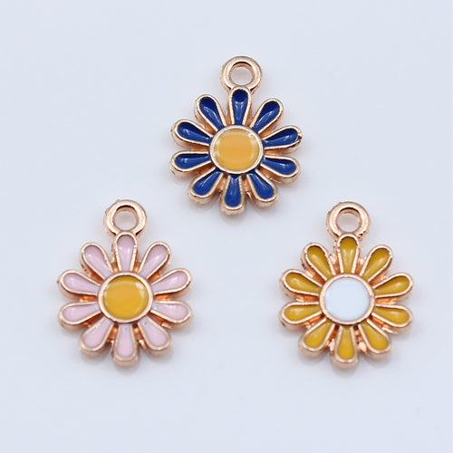 Blue Daisy, White Daisy, Pink Daisy daisy enamel charms in image 2, shown in an alternate angle or finish view