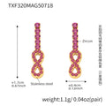 Gold Figure-Eight Drop Earrings Pink Or Blue Zircon Pave view 6