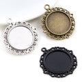 Scalloped Round Pendant Tray Settings in Mixed Metal Tones view 3