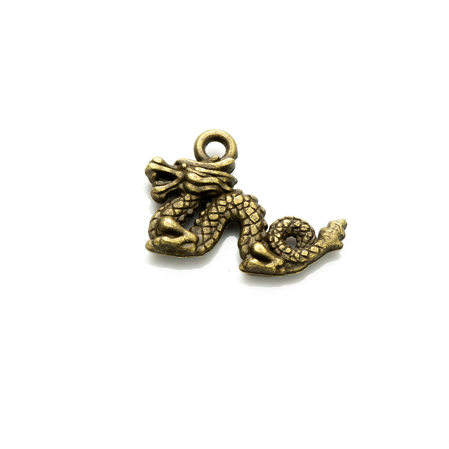 21x15mm Double-Sided Chinese Dragon Alloy Pendant Charm