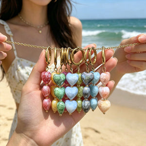 Multicolor Heart Bead Drop Earrings In Three And Five Bead Lengths