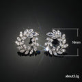 Silver Olive Leaf Circle Clear Stud Earrings Alloy view 5