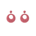 Eight Color Yarn Wrapped Large Round Disc Earrings view 5