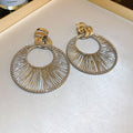 Openwork Fan Hoop Drop Earrings For Women Jewelry Style view 7