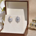 Silver Tone Marquise Cluster Stud Earrings with Clear Stones view 3