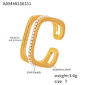 Gold Stainless Steel Open Square Double Band Zircon Shell Rings view 8