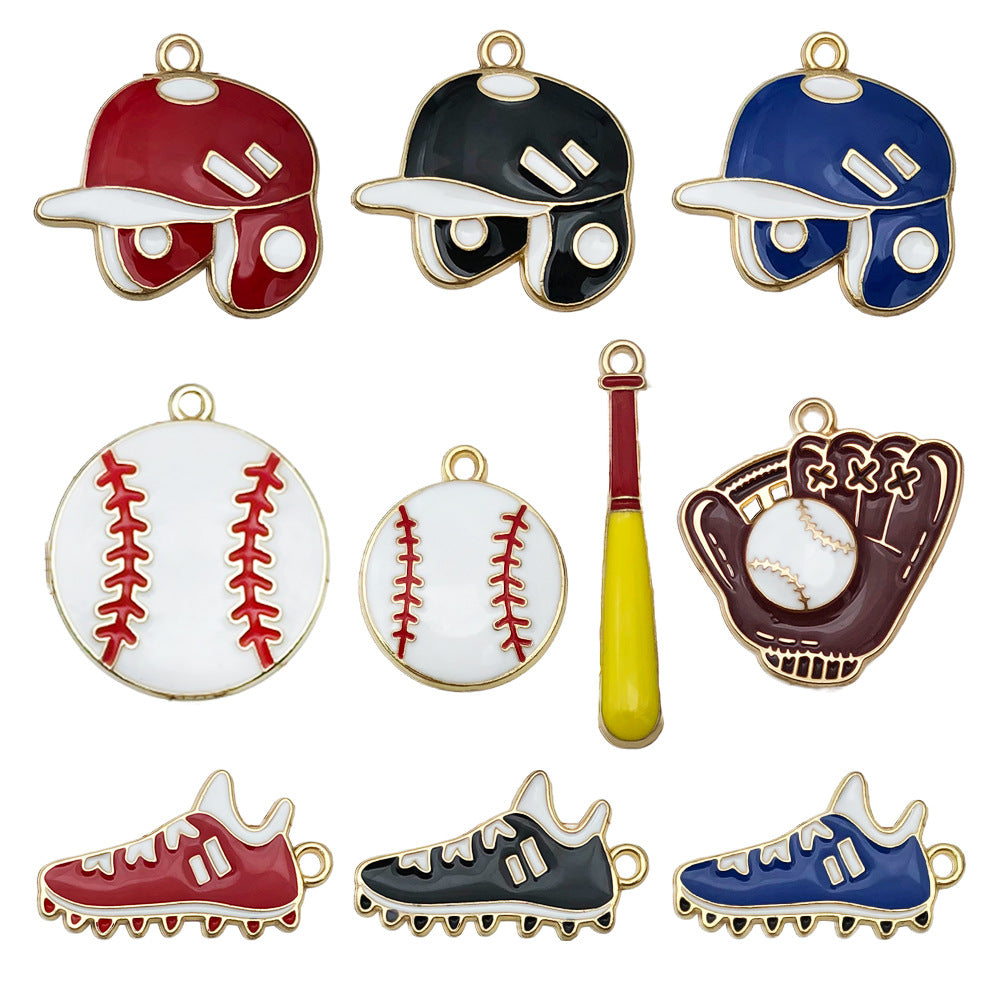 Enamel Zinc Alloy Baseball Tennis Cap Sneaker Charm Pendant for Sports Jewelry DIY