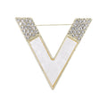 Open Letter V Brooch In 2 Styles With Polished Metal Details view 1