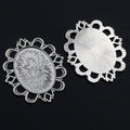 Assorted Ornate Oval Cabochon Pendant Trays in Silver Tone Metal view 2