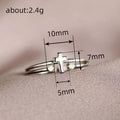 Cross And Clear Stone Open Double-Rail Ring In Silver Tone view 4