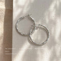 Twisted Texture Round Hoop Earrings In Gold Silver And Three Sizes view 8