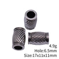 Antique Silver Metal Diagonal Stripe Tube Bead For Jewelry Making view 3