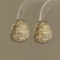 Textured Gold Tone Rounded Square Stud Earrings Fashion Jewelry view 6