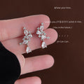 Silver CZ Cluster Drop Earrings Pear Marquise Stones view 3
