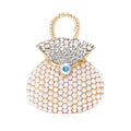Crystal Handbag Brooch with Bow and Blue Accent Decorative Clothing Pin view 5