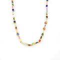 Multicolor Cube Natural Stone Bead Necklace Gold Discs view 5