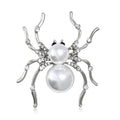 Pearl Body Spider Brooch Crystal Legs Silver Black view 2