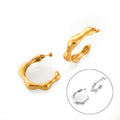 Irregular Organic C-Shape Hoop Earrings Gold Silver view 5