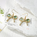 Gold Bow Dried Flower Resin Drop Earrings Five Petal Colors view 4