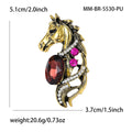 Jeweled Horse Head Brooch In Antique Gold And Silver Tones view 6