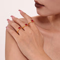 Round Zircon Open Ring in Rose Red or Emerald Green view 4