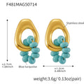 Irregular Open Loop Stone Cluster Stud Earrings in Gold Tone view 8