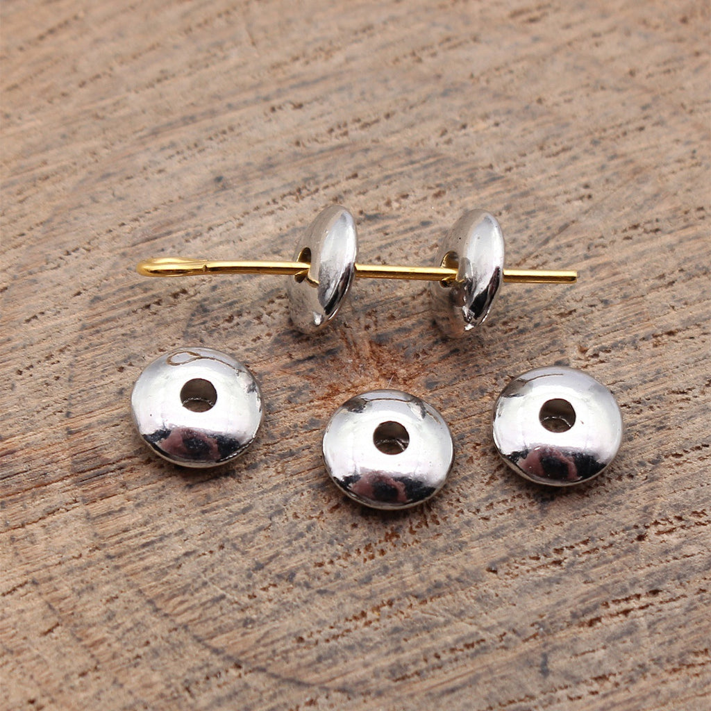 6.8x6.8x2.3mm 0.34g Platinum Tone Zinc Alloy Round Spacer Beads for DIY Bracelet Jewelry Making