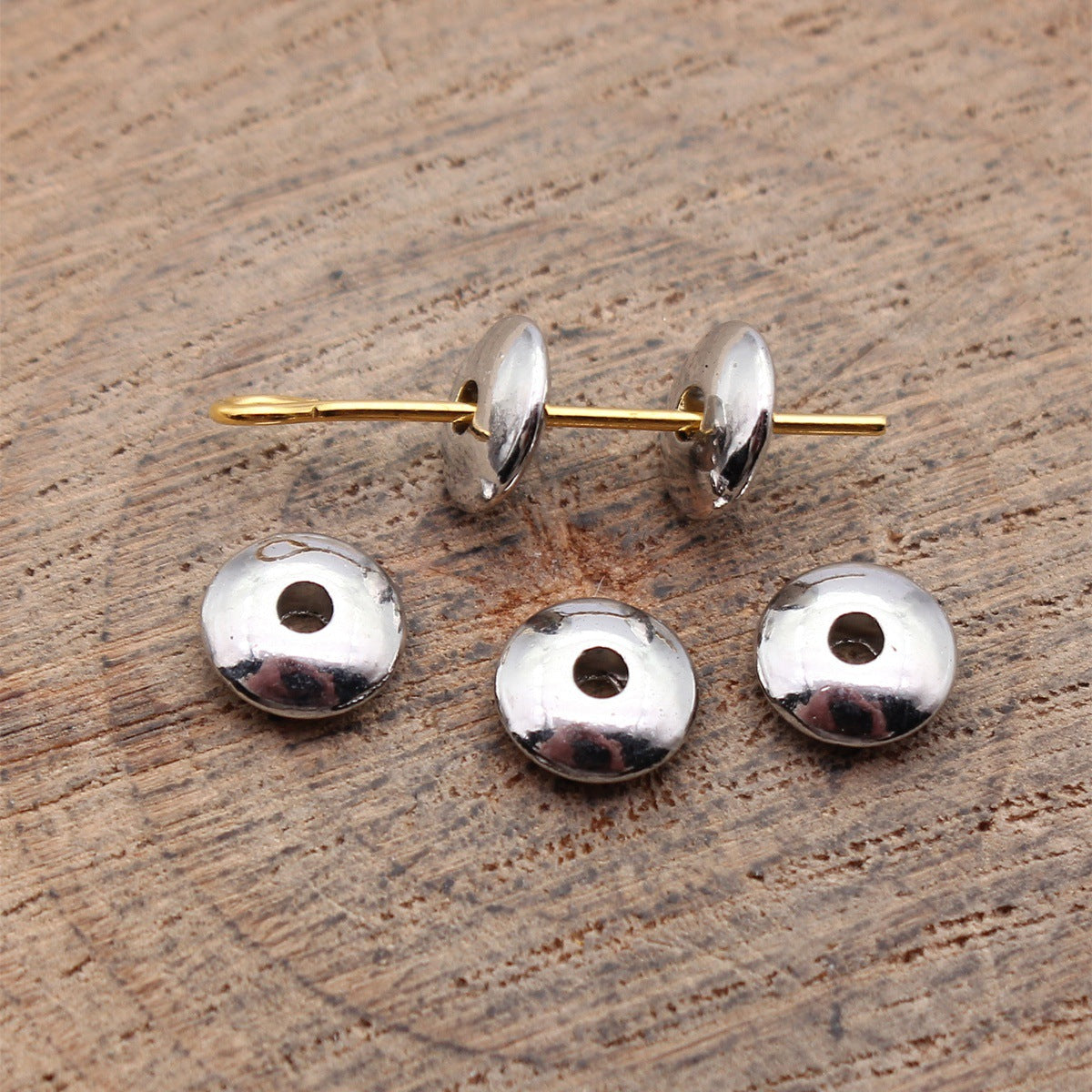 6.8x6.8x2.3mm 0.34g Platinum Tone Zinc Alloy Round Spacer Beads for DIY Bracelet Jewelry Making