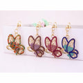Rhinestone Butterfly Keychain Pearl Gold Metal Bag Charm view 1