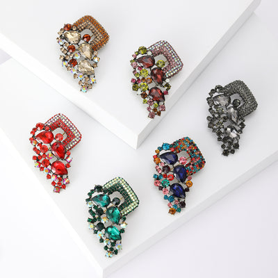 Geometric Crystal Cascade Brooch front view