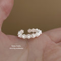 Silver Tone Pearl Flower And Leaf Open Rings In Two Styles view 2
