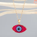 Gold Tone Crystal Cluster Evil Eye Pendant Necklaces in Six Colors view 6