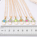 Gold Tone Floral Enamel Mushroom Pendant Necklaces in Six Colors view 3