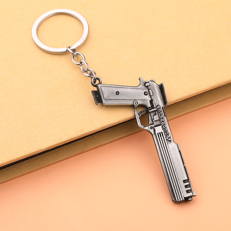 Creative Metal Mini Gun Model Keychain Alloy Car Accessory
