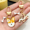 Jumping Dog and Bone Enamel Clasp Keychains in 16 Designs view 3