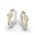 Two-Tone CZ Twist Huggie Hoop Earrings Gold Rose Gold view 5