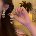 Gold Floral Crystal Chandelier Earrings Decorative Jewelry Design view 2