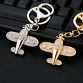 Jeweled Airplane Keychains in Gold and Silver with Braided Options view 3