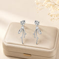 Silver Star Crystal Look Ribbon Long Stud Earrings view 4