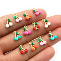 Tiny Double Cherry Charms in Seven Color Combinations view 4