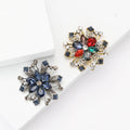 Radiating Crystal Flower Brooch in Blue or Multicolor Stones view 1