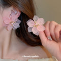 Translucent Petal Oversized Flower Statement Stud Earrings view 4