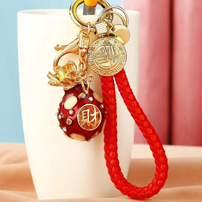 Mixed Pouch Deity Animal and Auspicious Red Fortune Strap Keychains