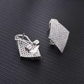 Diamond-Shaped Pave Leverback Earrings In Silver Tone view 2